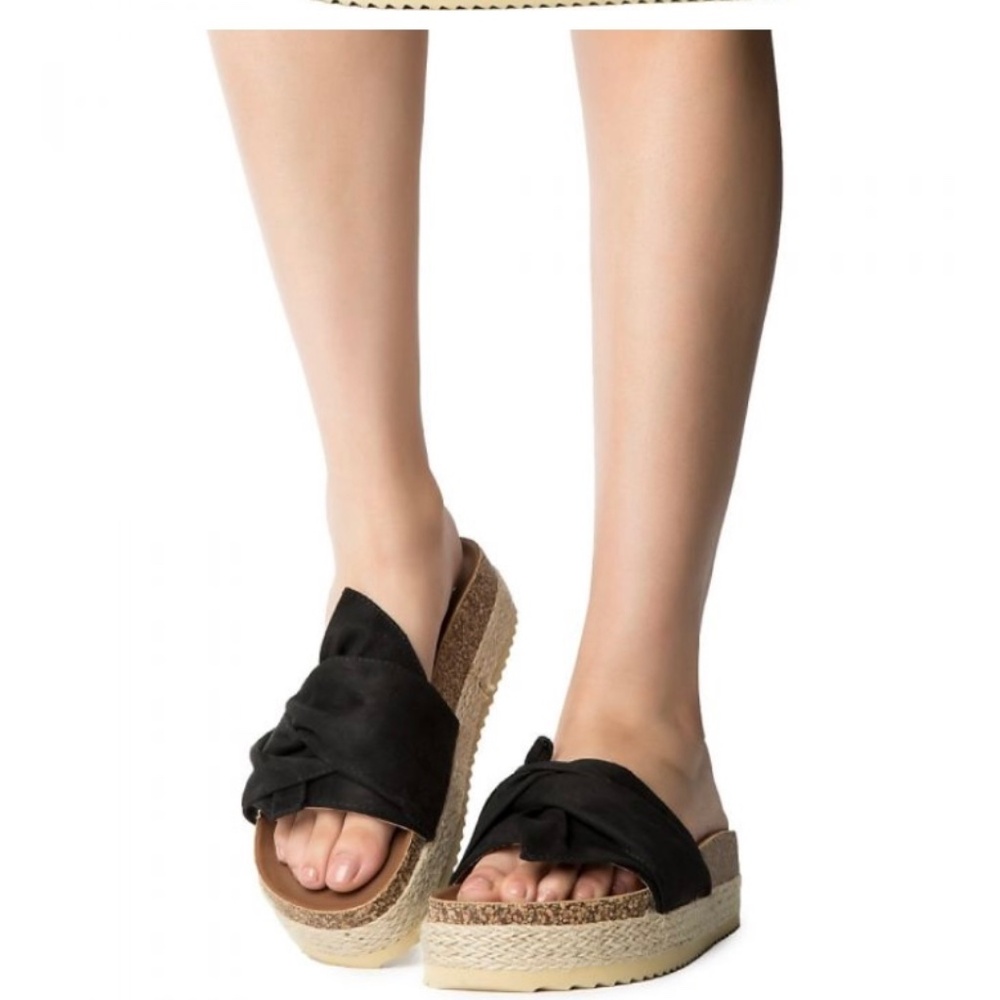 Perfect Black Suede Platform Espadrille